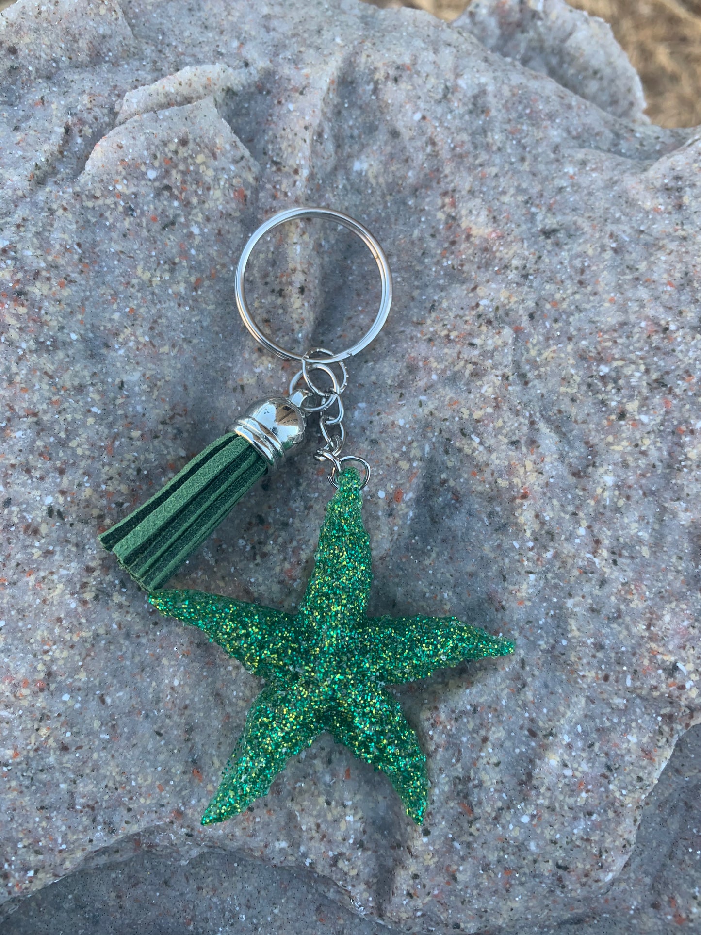 Emerald Starfish Keychain