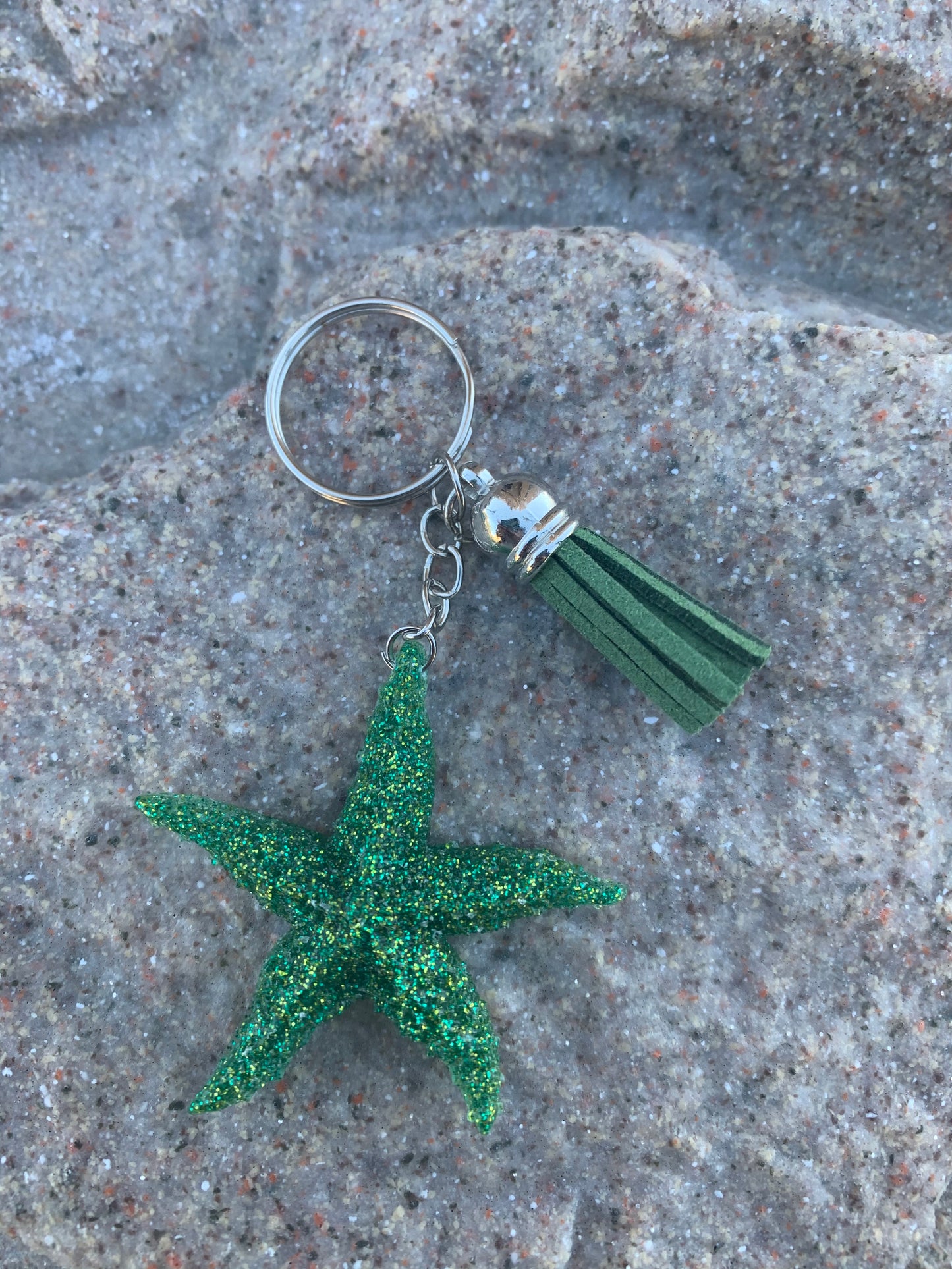 Emerald Starfish Keychain